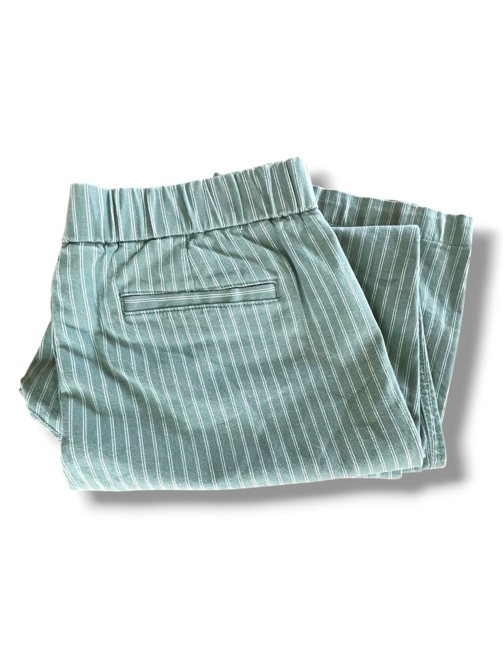 Lands’ End Sage Green Pinstripe Cropped Ankle Pants Mid Rise Cotton Blend - Picture 8 of 8